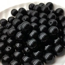 1 Packung, 8–500 Stücke, 4–20 mm, massive schwarze runde Acrylperlen zur Herstellung von Armbändern, Halsketten, Handyketten und anderen Schmuckmaterialien.