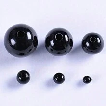 1 Packung, 8–500 Stücke, 4–20 mm, massive schwarze runde Acrylperlen zur Herstellung von Armbändern, Halsketten, Handyketten und anderen Schmuckmaterialien.