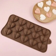 15-Cavity Diamond Heart Shaped Candle Silicone Mold For Diy Soap, Resin Making, Creative Handmade Diy Tool, Valentine'S Day Decor Gift - Brown - View 4