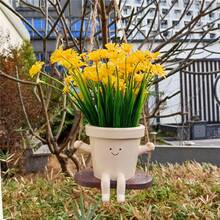 懸掛式計劃極品挂面花盆花盆種植容器樹脂牆面花盆盆栽碗多肉盆花園供應品園藝裝飾 - 淺灰色 - 查看 4