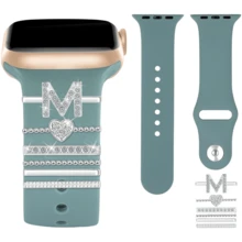 6入組硅膠帶裝飾環和alphabet Abc設計,兼容38mm蘋果手錶 - 彩色 - 查看 26