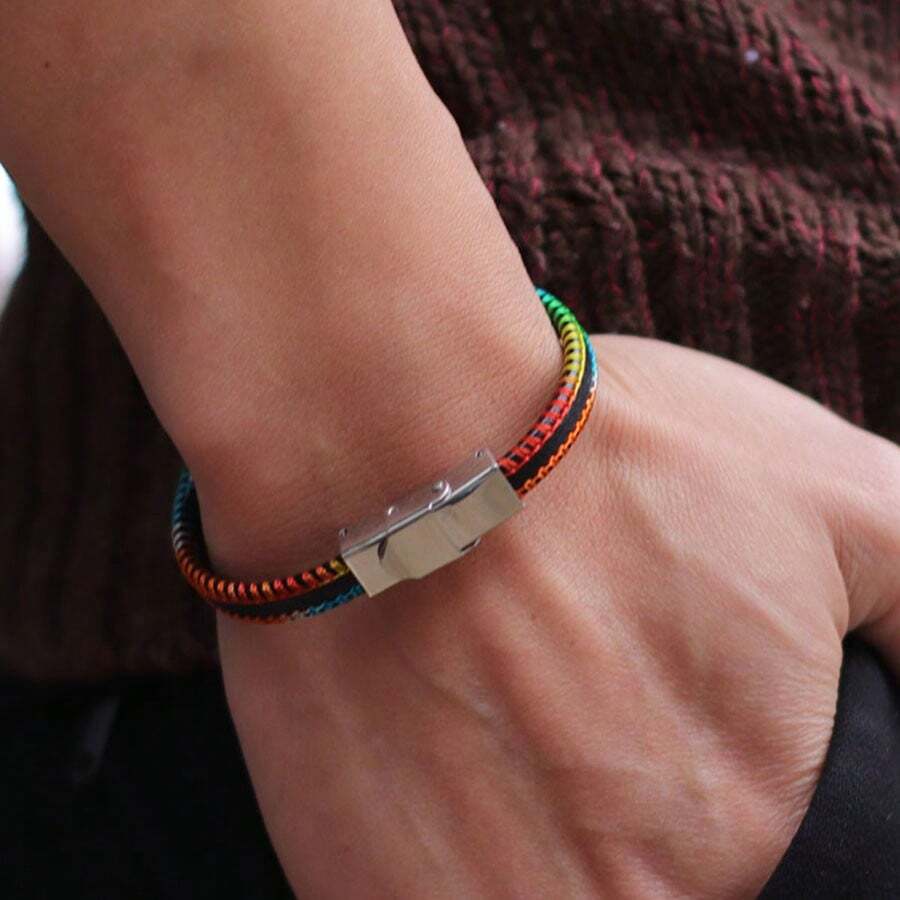 Men Leather Stainless Steel Bracelet Handmade Braided Bracelet Minimalist Jewelry - Leather Bracelet - View 1