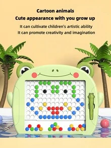 1入磁性畫板附有80個磁珠的兒童益智玩具,男女皆宜 - 綠色 - 查看 6