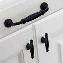 1pc/2pcs  Black Modern Minimalist Aluminum Alloy Hollow Door Handle Cabinet Wardrobe Bedside Table TV Cabinet Drawer Door Handle Furniture Hardware Accessories