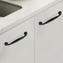 1pc/2pcs  Black Modern Minimalist Aluminum Alloy Hollow Door Handle Cabinet Wardrobe Bedside Table TV Cabinet Drawer Door Handle Furniture Hardware Accessories