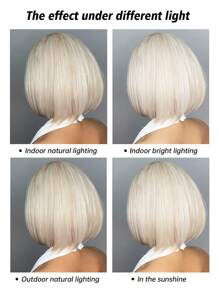 12 Inch Short Straight Hair Wig For Women, White Gold Synthetic Heat-Resistant Wig With Bangs Bob Wigs Daily Use And Christmas