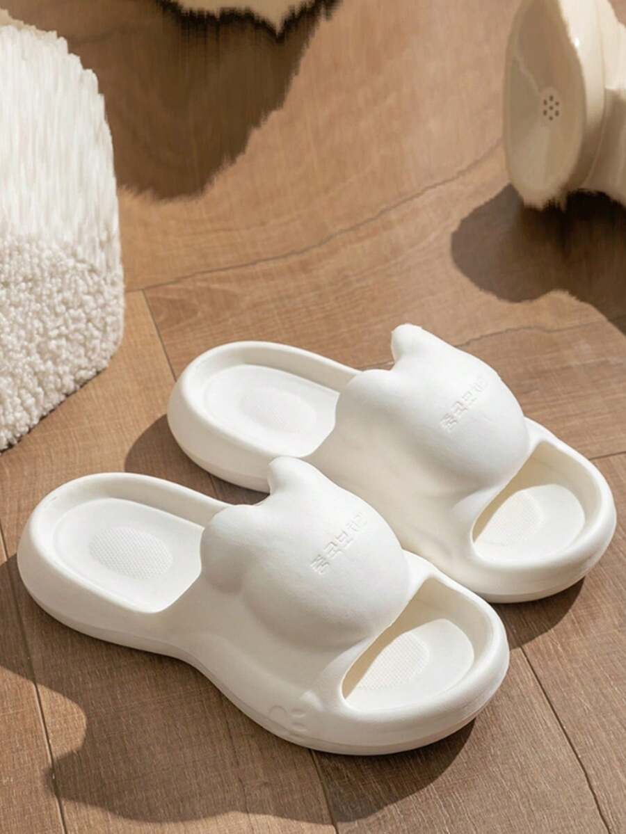 新款可愛兔子 Eva 厚底女拖鞋夏季室內/室外厚底家用拖鞋 - 白色 - 查看 1