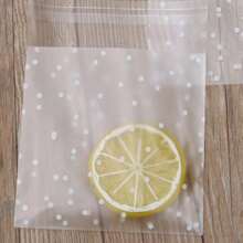 100片/批半透明點點塑膠餅乾包裝袋,杯子蛋糕包裝自粘袋生日派對婚禮裝飾 - 無色 - 查看 6