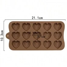 15-Cavity Diamond Heart Shaped Candle Silicone Mold For Diy Soap, Resin Making, Creative Handmade Diy Tool, Valentine'S Day Decor Gift - Brown - View 5