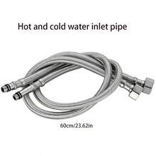 2入組304不銹鋼金屬編織軟管廚房水槽用,雙頭冷熱進水管 - 彩色 - 查看 3