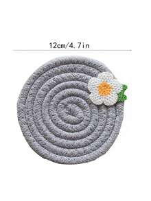 1入可愛花卉圖案杯墊,編織繩簡約耐高溫墊,隨機發送 - 彩色 - 查看 4