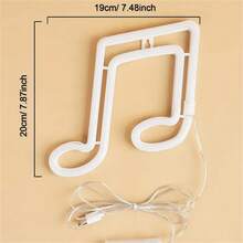 1pc Musical Note/Light Bulb /Flame Neon Sign,LED Neon Light Battery/USB Powered Decorative Light, Table And Wall Decorative Light, For Play Area Room, Bedroom Room ,Interior Decor,Dormitory, Wedding Anniversary,Valentine's Day, Birthday Party, Home Decoration - White - View 8