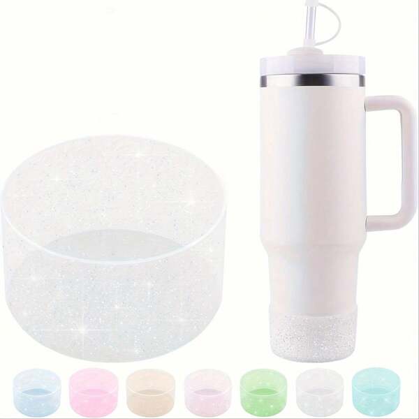 Sparkle Silicone Boot Sleeve For Cup Accessories 20-40oz & 12-24oz With 2.8-2.95in Anti Slip Bottom Cover Bumper For Water Bottle Tumbler And Sport Bottles As Gfit,Non-Slip Twinkle Cup Boot Cover,Gift
