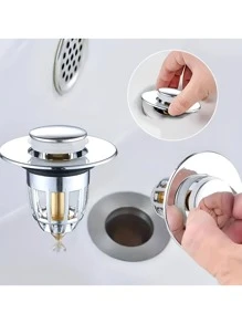 1个浴室水槽塞子，洗脸盆芯弹跳式排水过滤器，淋浴水槽过滤塞子，塞子，过滤器，适用于浴室水槽、洗脸盆，通过拦截毛发和碎屑防止堵塞，确保排水顺畅，易于安装，非常适合日常使用。 - 銀色 - 查看 7