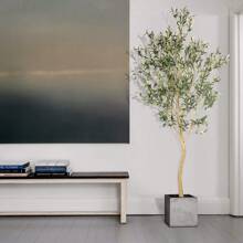 8ft Tall Faux Olive Tree - Realistic Large Silk Olive Tree Artificial Indoors - Fake Olive Trees With Branches And Fruits - Artificial Olive Trees For Home Office Decor Indoor - Green - View 7