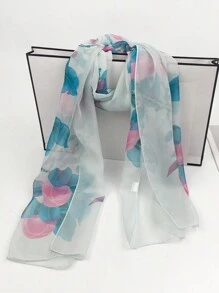 1條女士薄透明小圍巾,適用於日常休閒穿著 - 灰色 - 查看 7