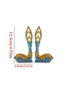 1入組小鹿雕像（一對）,適用於客廳、家居裝飾,金色奢華藝術品,微型現代簡約風格,幸運鹿供電視機架、酒櫃、中式和汽車裝飾展示,是情人節、新年和節慶、朋友的祝福禮物。 - 藍色 - 查看 2