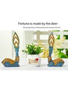 1入組小鹿雕像（一對）,適用於客廳、家居裝飾,金色奢華藝術品,微型現代簡約風格,幸運鹿供電視機架、酒櫃、中式和汽車裝飾展示,是情人節、新年和節慶、朋友的祝福禮物。 - 藍色 - 查看 3
