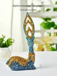 1入組小鹿雕像（一對）,適用於客廳、家居裝飾,金色奢華藝術品,微型現代簡約風格,幸運鹿供電視機架、酒櫃、中式和汽車裝飾展示,是情人節、新年和節慶、朋友的祝福禮物。 - 藍色 - 查看 6