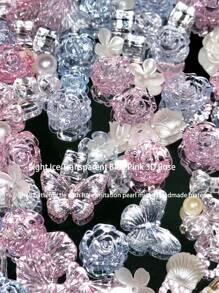 70g Bag Of Light-Colored Transparent Blue & Pink 3D Rose Flowers, Crystalline And Translucent, Suitable For Handmade Bracelets, Phone Cases, Necklaces, Jewelry, Earrings, Decorative Notebooks, Props, Photography Decor, Greeting Cards, And DIY Gifts For Friends, Multi-Purpose Pierced Jewelry, And Valentine's Day Decorations. - Blue Powder - View 8
