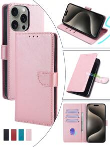 keyunfei 1 件玫瑰金钱夹卡夹翻盖 PU 皮革手机壳适用于 Apple 17 Pro Max/12、Galaxy S23、P20 Lite、11 Lite、Redmi 9A、Pixel 5、Realme C21Y、OPPO Reno 8T 4G、OnePlus Nord N200 5G、Honor 90 5G - 玫瑰金 - 查看 2