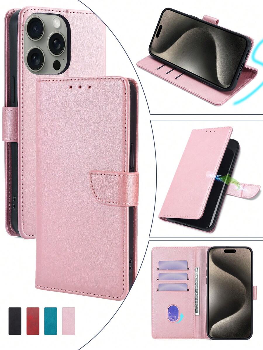 keyunfei 1 件玫瑰金钱夹卡夹翻盖 PU 皮革手机壳适用于 Apple 17 Pro Max/12、Galaxy S23、P20 Lite、11 Lite、Redmi 9A、Pixel 5、Realme C21Y、OPPO Reno 8T 4G、OnePlus Nord N200 5G、Honor 90 5G