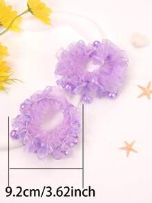 2 件套可愛嬰兒髮帶兒童芭蕾舞髮髻、高髻、馬尾辮、幼兒女孩舞蹈表演髮飾 - 紫色 - 查看 4