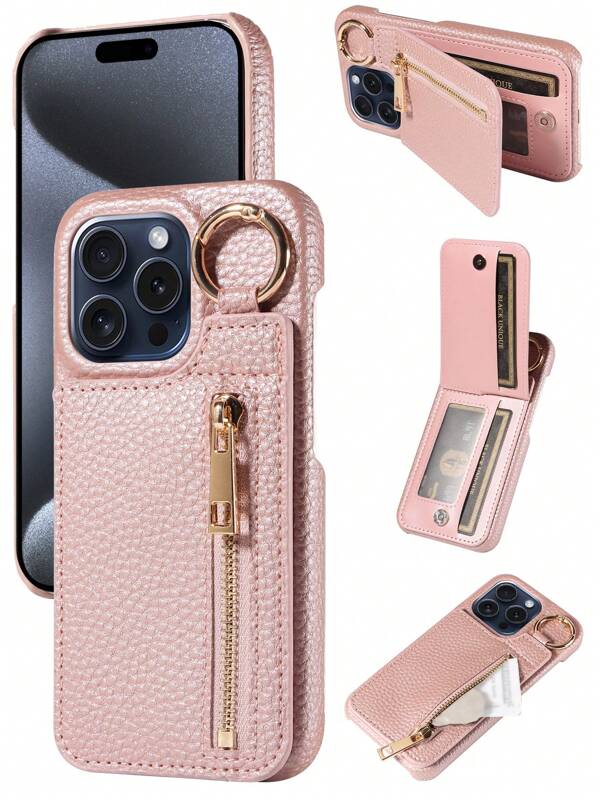 1pc Wallet Style Kickstand Multi-Card Slot Zipper Case Compatible With Apple 17 Pro Max/17 Pro/17/Air/16 Pro Max/16/15/14/13, Card Slot Magnetic Flip Cover, Suitable For Samsung A16