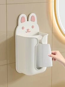 1pc Multi-Functional Wall-Mounted Tissue Box With Mask Storage Compartment For Living Room & Bathroom - Apricot - View 3