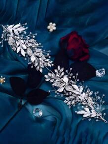 1pc Crystal & Rhinestone Bridal Headband Wedding Hair Accessory Boho Valentine's Day Accessories - Silver - View 3