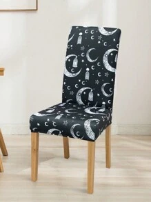 1入節日印花椅套,彈性牛奶絲餐椅套,適用於餐廳客廳旅館節日家居裝飾 - 彩色 - 查看 1