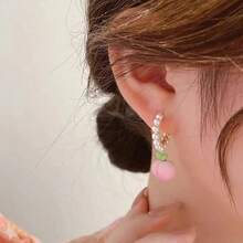 2入組桃形珍珠耳環,新款時尚耳環帶有豪華風格,獨特風格耳環圈 - 桃子耳環 - 查看 6