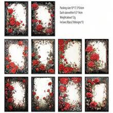 Dark Rose Series Goth Style Scrapbooking Diy Decoration Material Set Of 30 - Burgundy - View 1