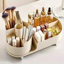 1pc:Large Capacity Makeup Brush Holder, 360° Rotating Makeup Perfume Organizer,Makeup Brushes Cup Tray For Vanity Decor Bathroom Countertops Cosmetic Desk Storage Container Display Case.1pc Multi-Grid Desktop Storage Box,  Rotatable Makeup Box For Household.