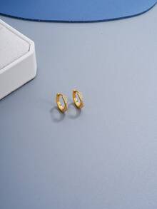 1pair New Small And Delicate S925 Silver Stud Earrings, Interlocking Cross Design And Inlaid Diamond And - Multicolor - View 2