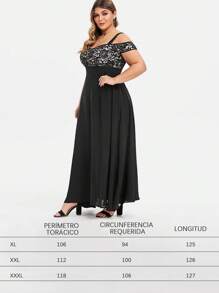 Evening Dresses Plus Size Long Lace Dress Off Shoulder Elegant Fashion Women - 黑色 - 查看 8