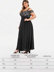 Vestidos de noche talla grande vestido largo con encaje hombros descubiertos elegantes moda para mujer