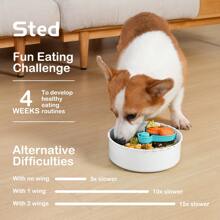 Puzzle Slow Feeder Dog Bowl, Maze Slow Feeder With Large Capacity For Dry, Wet & Raw Food - Blue Wings+White Bowl - View 7