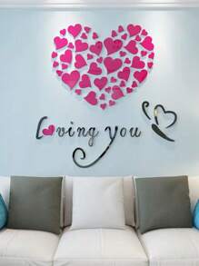 1入暖色浪漫3d壁掛,適用於臥室和客廳裝飾 - 紅色 - 查看 6