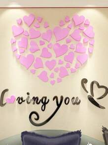 1入暖色浪漫3d壁掛,適用於臥室和客廳裝飾 - 紅色 - 查看 4