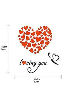 1入暖色浪漫3d壁掛,適用於臥室和客廳裝飾 - 紅色 - 查看 2