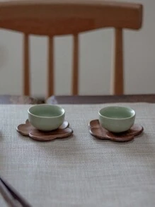 6pcs/4pcs/3pcs/2pcs/1pc Japanese Black Walnut Wood Flower Shaped Coasters, Creative Round Tea Cup Coffee Cup Mat, Suitable For Dining Table Decor, Boho Kitchen Living Room Coasters