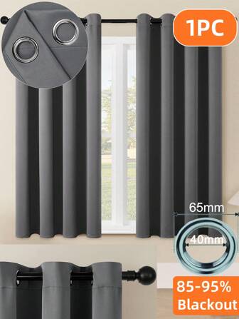 1片遮光窗簾,環形頂部戶外室內簾,保溫現代純色涤纶窗簾,適用於臥室客廳陽臺,白色和黑色,家居花園裝飾傢俱