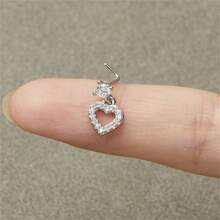 時尚不銹鋼＆立方氧化鋯吊墜鼻針,適用於女性身體珠寶首飾 - 銀色 - 查看 7