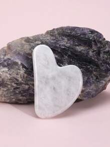 1 件可爱迷你白玉刮痧板天然玉石按摩刮痧板按摩放松工具亚洲美容秘诀面部工具缓解紧张减少浮肿美容护肤工具 - 白色 - 查看 1