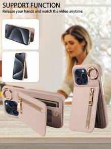 1个钱包式磁吸翻盖手机壳，带卡槽和零钱包，兼容 17 Pro Max/17 Pro/17/Air/16 Pro Max/16/15/14/13/12/11，A16系列 - 卡其色 - 查看 3