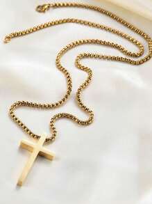 Men's Pendant Necklaces - CHAIN WITH SQUARE CROSS PENDANT - View 6