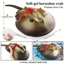 野生海洋动物模型河豚龟鲎蟹可动人偶，柔软可爱，趣味万圣节教育玩具节日礼物 - 黑色 - 查看 2
