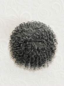 瀏海非洲捲髮假髮高溫合成捲髮金髮非洲捲髮假髮女式合成假髮 - 灰色 - 查看 3