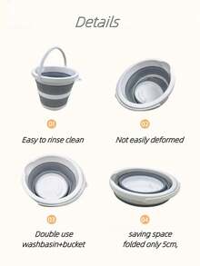 1入組可攜式可摺疊多功能清洗桶,適用於洗衣和物品收納,節省空間,適用於汽車、旅行、家庭、野外 - 灰色 - 查看 2
